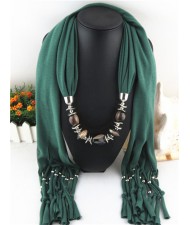 Fashionable Multiple Gems Pendants Exaggerating Scarf Necklace - Olive