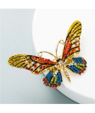 Vivid Butterfly Shining Rhinestone Inlaid U.S. and European High Fashion Women Brooch - Yellow
