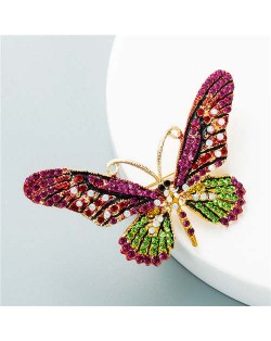 Vivid Butterfly Shining Rhinestone Inlaid U.S. and European High Fashion Women Brooch - Rose