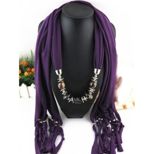 Fashionable Multiple Gems Pendants Exaggerating Scarf Necklace - Purple