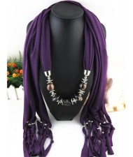 Fashionable Multiple Gems Pendants Exaggerating Scarf Necklace - Purple