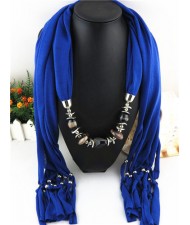 Fashionable Multiple Gems Pendants Exaggerating Scarf Necklace - Royal Blue