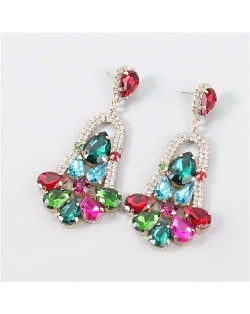 Rhinestone Embellished Cross Pendant Design High Fashion Women Wholesale Statement Earrings - Multicolor