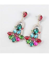 Rhinestone Embellished Cross Pendant Design High Fashion Women Wholesale Statement Earrings - Multicolor