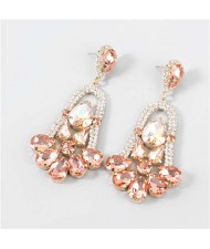 Rhinestone Embellished Cross Pendant Design High Fashion Women Wholesale Statement Earrings - Rose Gold