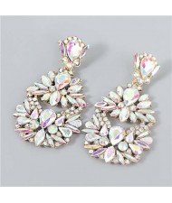 Rhinestone Floral Abstract Prints U.S. Party Fashion Women Alloy Wholesale Costume Earrings - Luminous White