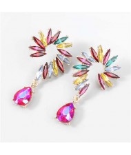 Rhinestone Embellished U.S. Vintage Floral Waterdrop Pendant Wholesale Women Alloy Earrings - Multicolor