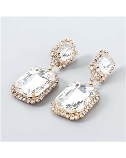 Creative Square Rhinestone U.S. Boutique Fashion Vintage Style Women Party Dangle Wholesale Earrings - White