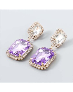 Creative Square Rhinestone U.S. Boutique Fashion Vintage Style Women Party Dangle Wholesale Earrings - Purple