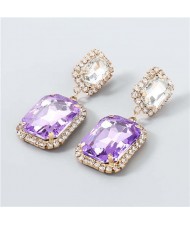 Creative Square Rhinestone U.S. Boutique Fashion Vintage Style Women Party Dangle Wholesale Earrings - Purple