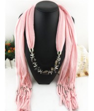 Fashionable Multiple Gems Pendants Exaggerating Scarf Necklace - Pink