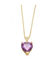 Vintage Style Heart Shape Rhinestone Minimalist Design Women Graceful Alloy Necklace - Purple