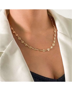 Minimalist Design U.S. Fashion Popular Golden Chain Women Casual Wholesale Necklace - Golden