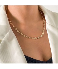 Minimalist Design U.S. Fashion Popular Golden Chain Women Casual Wholesale Necklace - Golden