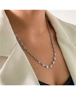 Minimalist Design U.S. Fashion Popular Golden Chain Women Casual Wholesale Necklace - Silver