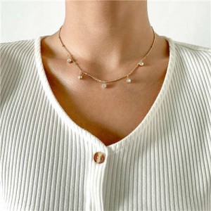 Rhinestone Pendant U.S. High Fashion Women Wholesale Choker Necklace - White