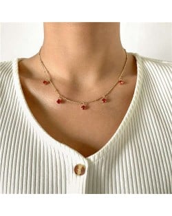 Rhinestone Pendant U.S. High Fashion Women Wholesale Choker Necklace - Red