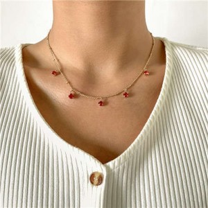 Rhinestone Pendant U.S. High Fashion Women Wholesale Choker Necklace - Red