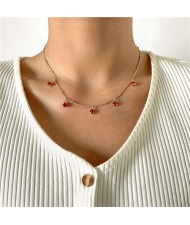 Rhinestone Pendant U.S. High Fashion Women Wholesale Choker Necklace - Red