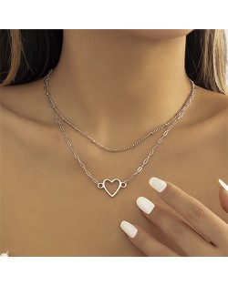 Punk Style Wholesale Jewelry Thorns Design Hollow-out Chain Heart Pendant Street Fashion Necklace