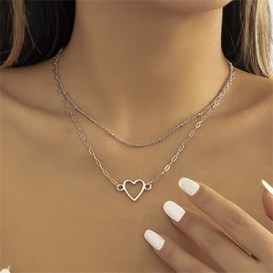 Punk Style Wholesale Jewelry Thorns Design Hollow-out Chain Heart Pendant Street Fashion Necklace