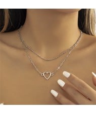 Punk Style Wholesale Jewelry Thorns Design Hollow-out Chain Heart Pendant Street Fashion Necklace