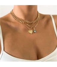 Heart Shape Angel Pendant Multi-layer Chain Fashion Women Wholesale Jewelry Necklace - Golden