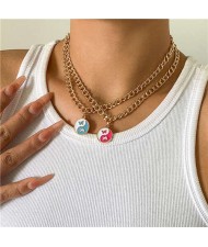 Metal Chains Chinese Traditional Pattern Butterfly Pendants Women Oil-spot Glazed Wholesale Necklace - Color 2