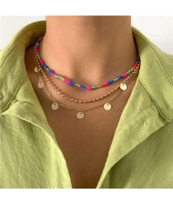 Colorful Beads Weaving Multi-layer Bohemian Fashion Women Wholesale Costume Necklace