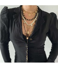 French Court Style Artificial Pearl Multiple Elements Assorted Combo Women Long Wholesale Necklace