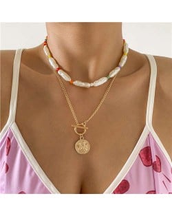 Wholesale Jewelry Artificial Pearl Angel Portrait Pendant Combo Design Women Boutique Necklace