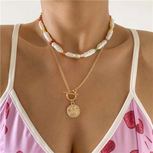Wholesale Jewelry Artificial Pearl Angel Portrait Pendant Combo Design Women Boutique Necklace