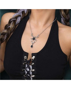 Halloween Jewelry Wholesale Three-dimensional Spider Modeling Women Statement Necklace - Black