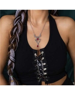 Halloween Jewelry Wholesale Three-dimensional Spider Modeling Women Statement Necklace - Red