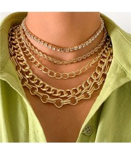 Snake Bone Chain Multi-layer Mixed Chain Design Hip-hop Fashion Women Alloy Wholesale Necklace