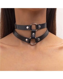 U.S. Fashion Punk Style Dual Layers Leather High Fashion Women Choker Wholesale Necklace