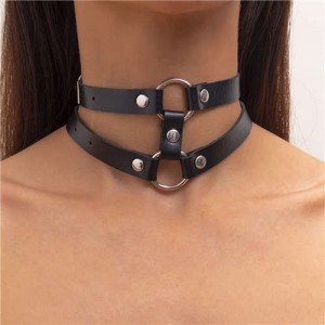 U.S. Fashion Punk Style Dual Layers Leather High Fashion Women Choker Wholesale Necklace