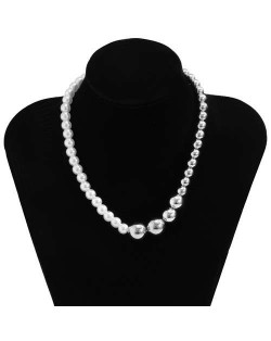 Punk Style Wholesale Jewelry Round Beads and Artificial Pearl Combo Design Women Costume Necklace