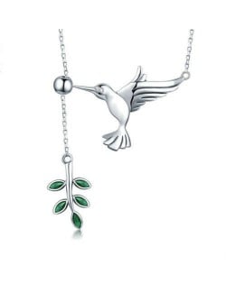 European and U.S Hummingbird Unique Design Wholesale 925 Sterling Silver Statement Necklace