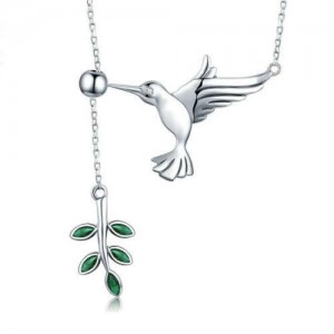 European and U.S Hummingbird Unique Design Wholesale 925 Sterling Silver Statement Necklace