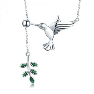 European and U.S Hummingbird Unique Design Wholesale 925 Sterling Silver Statement Necklace