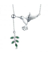 European and U.S Hummingbird Unique Design Wholesale 925 Sterling Silver Statement Necklace