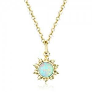 High Fashion Sun Wholesale 925 Sterling Silver Women Necklace - Golden