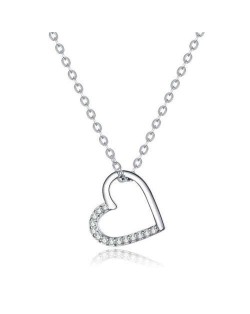 Minimalist Love Heart Shape Pendant Wholesale 925 Sterling Silver Women Necklace