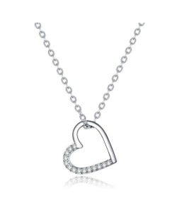 Minimalist Love Heart Shape Pendant Wholesale 925 Sterling Silver Women Necklace