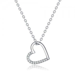Minimalist Love Heart Shape Pendant Wholesale 925 Sterling Silver Women Necklace