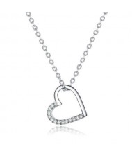 Minimalist Love Heart Shape Pendant Wholesale 925 Sterling Silver Women Necklace