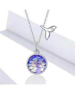 Fish Tail Colorful Scale Pendant Simple Design Wholesale 925 Sterling Silver Jewelry Women Necklace
