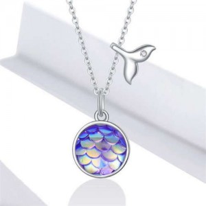 Fish Tail Colorful Scale Pendant Simple Design Wholesale 925 Sterling Silver Jewelry Women Necklace