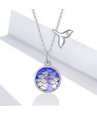 Fish Tail Colorful Scale Pendant Simple Design Wholesale 925 Sterling Silver Jewelry Women Necklace